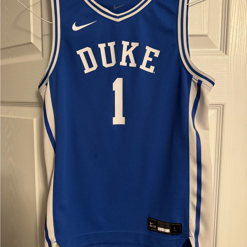 Nike Elite Duke Blue Devils Blue and White Jersey number 1 -Zion Williamson